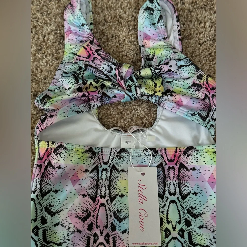 NWT and in Plastic Girls Stella Cove 4 Yrs Pastel Reptile Print Swimsuit